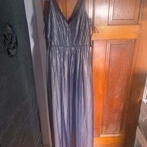 Vera Wang Women's Sleeveless Metallic Chiffon Gown, Navy, 2 WITH TAGS